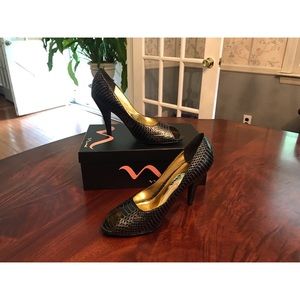 Nina Elrich-SX Black Belly Snakeskin Heels